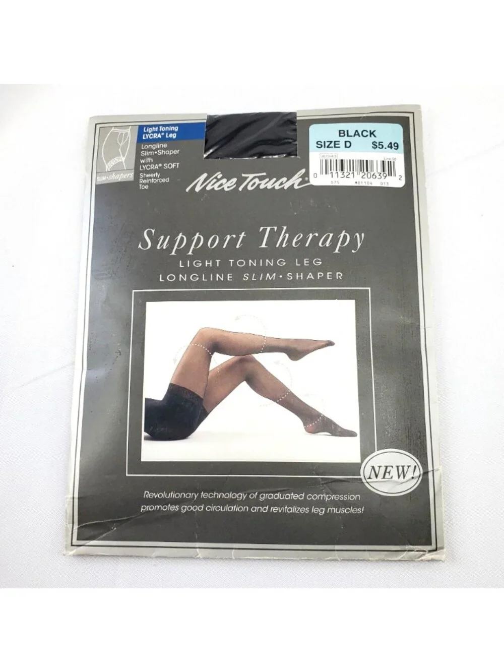 VTG Nice Touch Black Slim Shaper Pantyhose Size D Support Therapy Light Toning